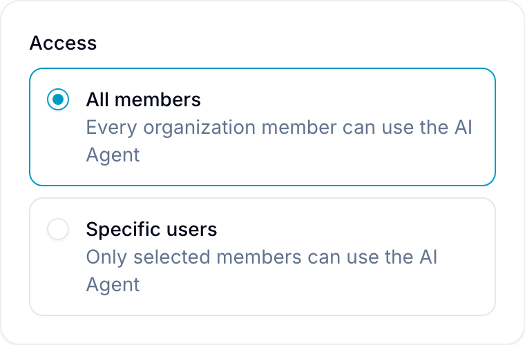 Access mode selector Access mode selector under Settings > AI > General