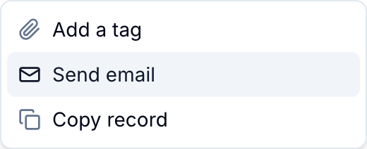 Action picker with Send email selected Action picker with Send email selected