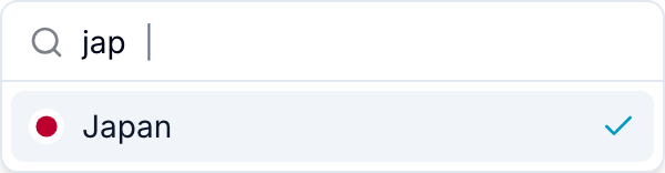 Country list filtered by a search Country list filtered by a search