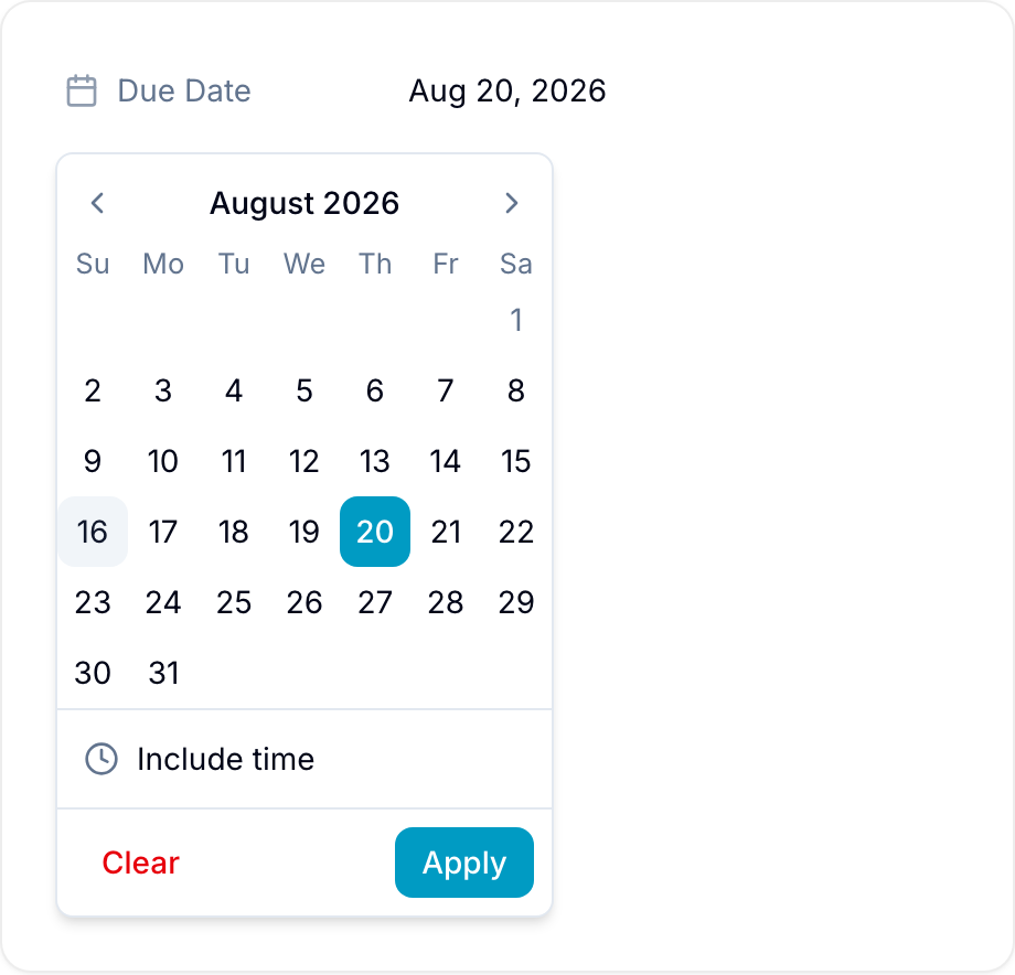 Date picker for a Date custom field Date picker for a Date custom field