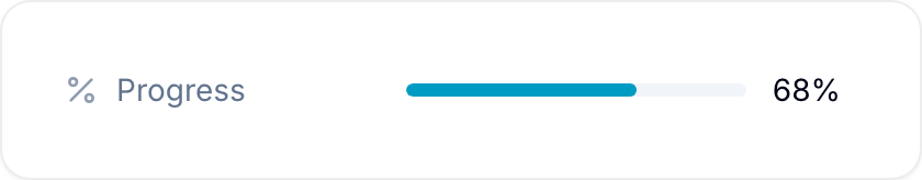 A Percent field showing its value and progress bar Percent field with a progress bar