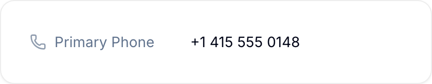 A saved phone number in a record Phone Number field in a record