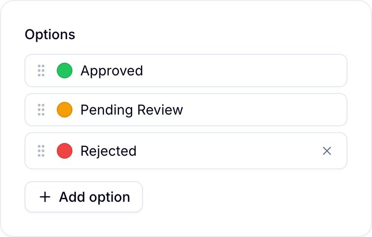 Configuring colored options in a Single Select field Single Select field configuration